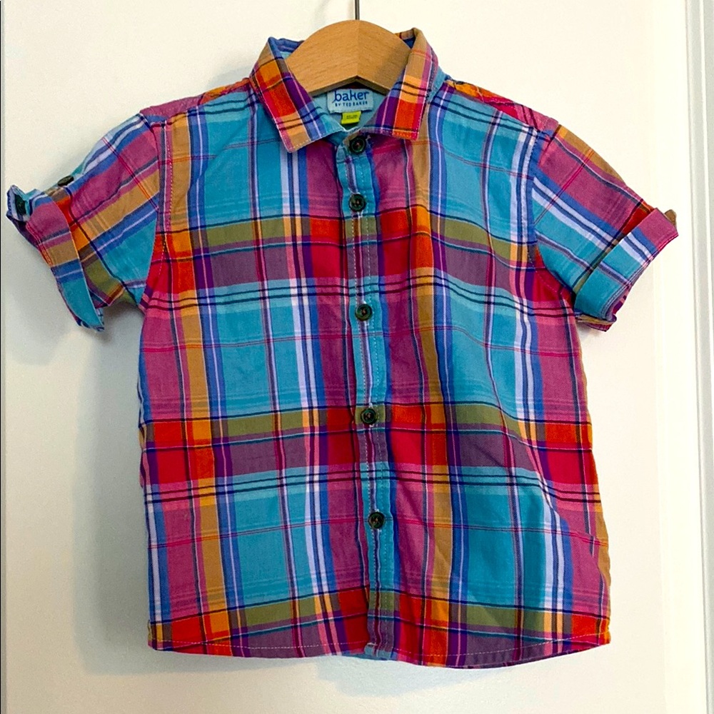 Ted Baker plaid button down shirt 12-18 months